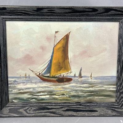 Lot 277 | Sailboat Oil Painting

