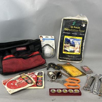 Lot 176 | Craftsman Tool Bag, Nee Pack Towels & More
