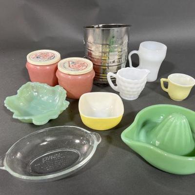 Lot 53 | Vintage Glasswear, Flour Sifter & Juicer
