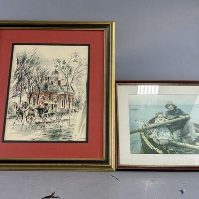 Lot 284 | Vintage Signed Print & Watercolor Artwork
