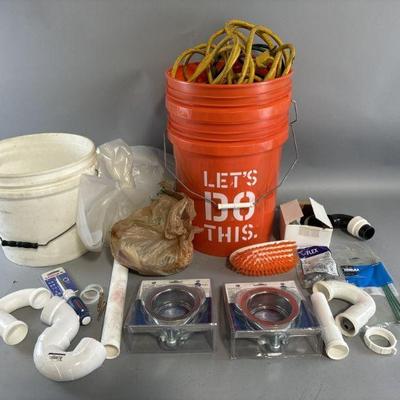 Lot 193 | Plumbing Parts, Buckets, Power Cords, & More
