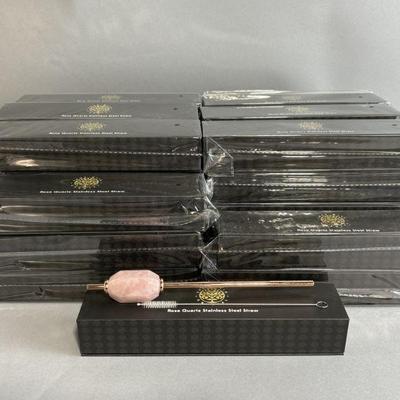 Lot 425 | 30 New Stainless Steel Rose Quartz Straws
