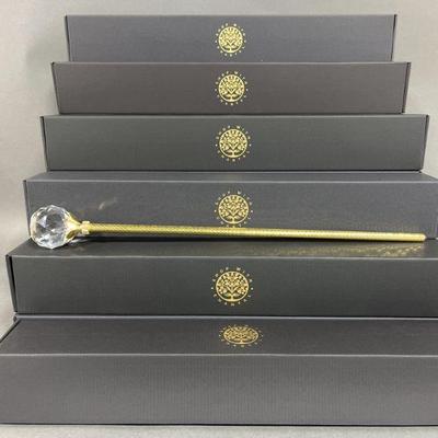 Lot 451 | 21 Gold Tone Wands With Faceted Glass Orbs
