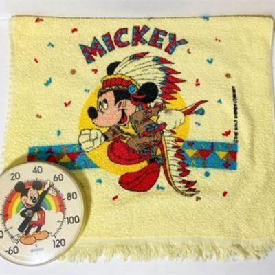 Vintage Disney Mickey Mouse Thermometer & Towel.jpg