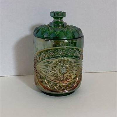 Imperial Glass Hobstar Green Carnival Glass.jpg