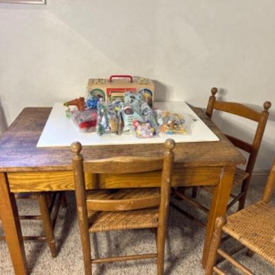 Sale Photo Thumbnail #51: Antique Childs play table with vintage toys-Online Auction