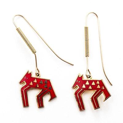 Laurel Burch Red Wolf Enamel Drop Earrings