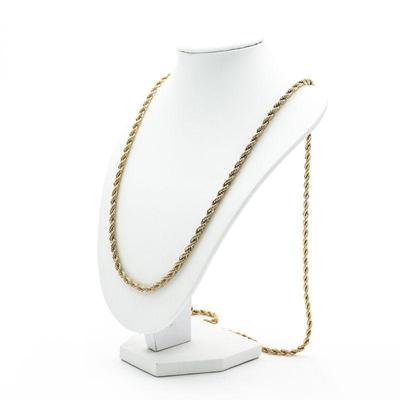 Long Gold Twisted Rope Chain Necklace