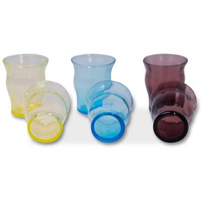 Set of 6 Shot Glasses in Yellow, Blue and Purple - 2"