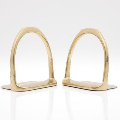 Pair Of Stirrup Brass Bookends