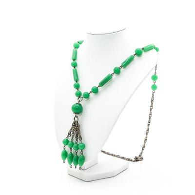 Green Glass Beaded Necklace