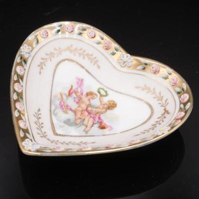 1940's Bone China Lenwile Ardalt Heart Shaped Trinket Dish