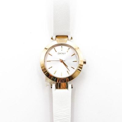 DKNY Stanhope White Dial White Leather Ladies Watch