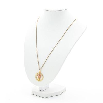 10K Gold Landstrom's Black Hills Rose Gold Leaf & Grape Vine Pendant Necklace