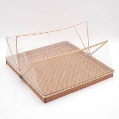 Bamboo Food Basket w/ Mesh Cover