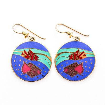 "Tropical Fish" by Laurel Burch Multicolored Enamel Dangle Earrings