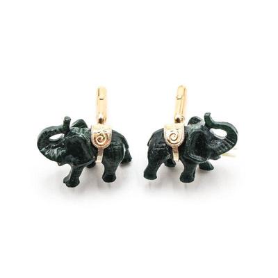 Dark Green Elephant Cuff Links