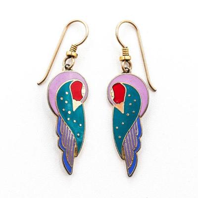 Laurel Burch "Kuchulu" Bird Colorful Enamel Earrings