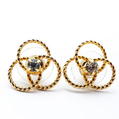 Park Lane Spiraled Intertwining Knots & Clear Rhinestone Pierced Earrings