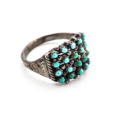 Four Row Turquoise Bead Ring Size 6.5