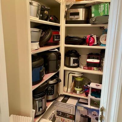 Pantry full of new and like new small appliances by Ninja, Instapot, Vitamix, Margaritaville and so much more. 