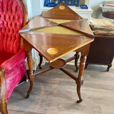Antique folding game table 