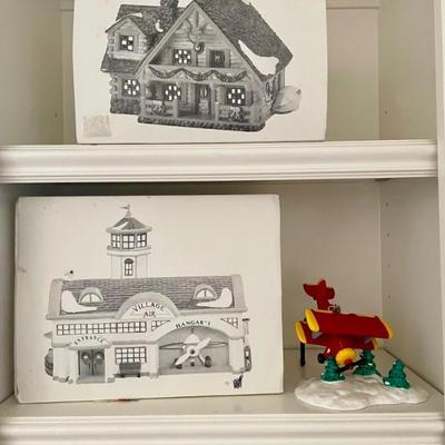 Department 56 Snow Village Hunting Lodge and Village Air Airport 