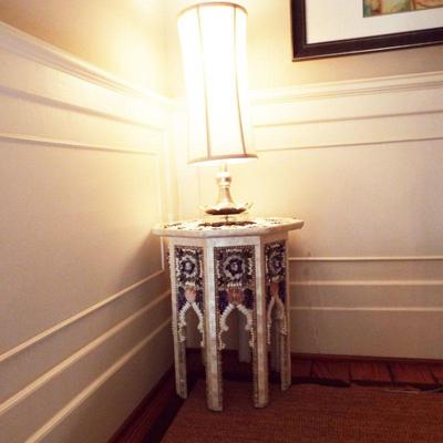 PERSIAN SIDE TABLE WITH 3-D SHELL ORNAMENTATION 