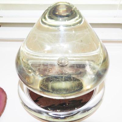 SIGNED ART GLASS PYRAMID PAPERWEIGHT
