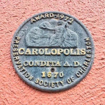 AWARDED THE CAROLOPOLIS AWARD IN 1972 BY THE PRESERVATION SOCIETY OF CHARLESTON