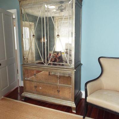 CURREY & CO MIRRORED PARISIAN CHEST ON CHEST CABINET

