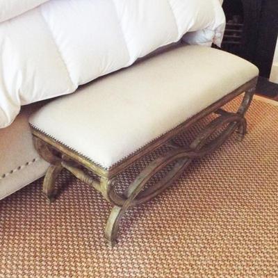 GOLDWASHED OVER WOOD KLISMOS SCROLLED BENCH