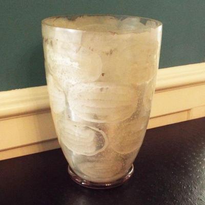 LARGE ART GLASS OPEN MOUTH VASE