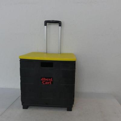 dbest Products Quick Cart Collapsible Rolling Crate on Wheels with Yellow Seat/Lid 