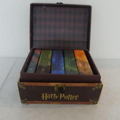 Vintage Harry Potter Book Trunk with Volumes 3-7 Hard Cover Editions