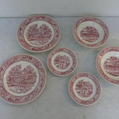 Vintage 1964-1985 Royal USA China "Memory Lane Pink" 6-Piece Luncheon Set