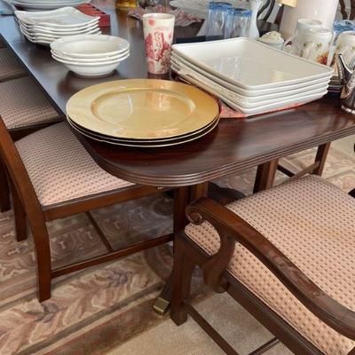 Dining table, serving dishes