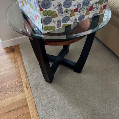 glass top side table
