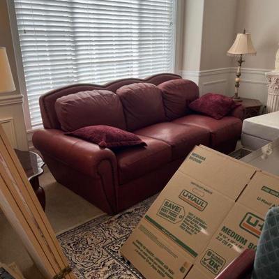 Rust color leather couch