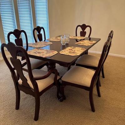 dining set 2 leaves 6 chairs 