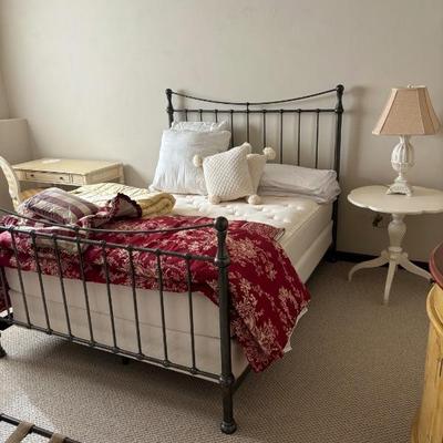 Queen Iron graphite bed with Ethan Allen mattress