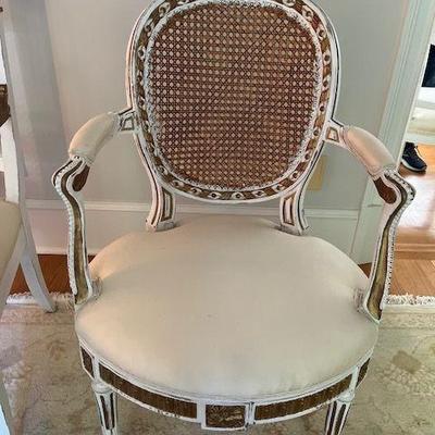 hand made in France.  Silk seats  2 matching chairs