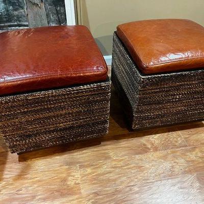 leather top storage hassocks