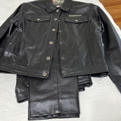 Leather Harley Davidson jacket and pants. Women’s size small