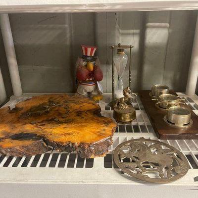 #7530 • Wooden Clock, Hour Glass, Music Box & Wall Decor
