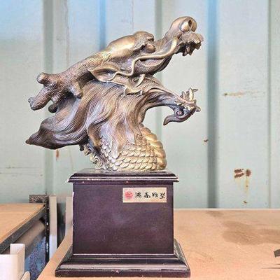 #3024 • Bronze Chinese Dragon Head Sculpture

