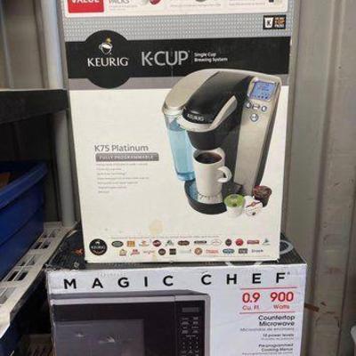 #7224 • NEW!!! Single Cup Brewing System & Countertop Microwave
