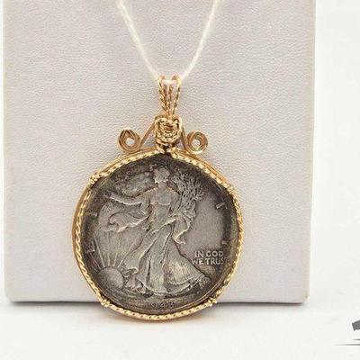#1400 • 1943 Walking Liberty Half Dollar Pendant
