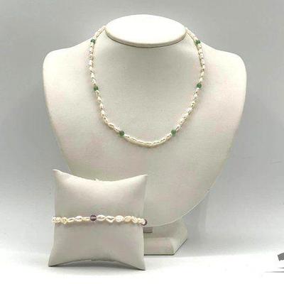 #990 • Pearl Necklace & Bracelet, 13.68g
