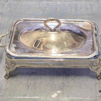 #4310 • Silver Casserole Dish W/ Lid & Glass Dish
